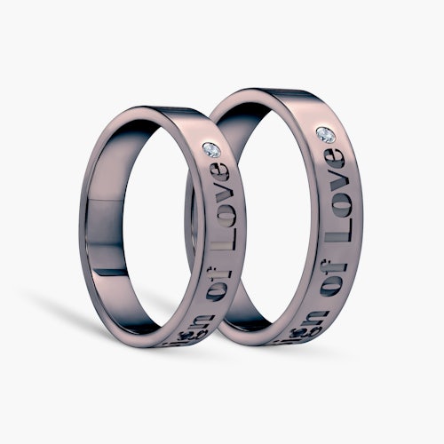 Obrączki partnerskie Sign of Love®: czarne złoto, diamenty, płaskie 4mm